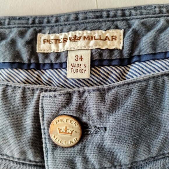 PETER MILLAR | Straight Leg Navy Blue Chino Pants Mens Business Casual Size 34 - Picture 7 of 14